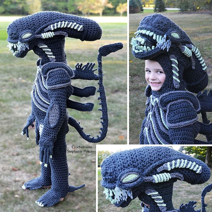 Mom Crocheted This Xenomorph Costume For Her Son