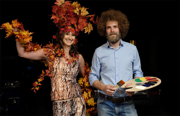 I Grew My Hair Out For Over A Year To Be Bob Ross For Halloween. My Wife Was A Happy Little Tree