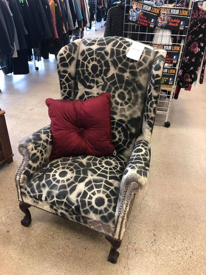 Just A Chair With Spider Web Print. No Biggie