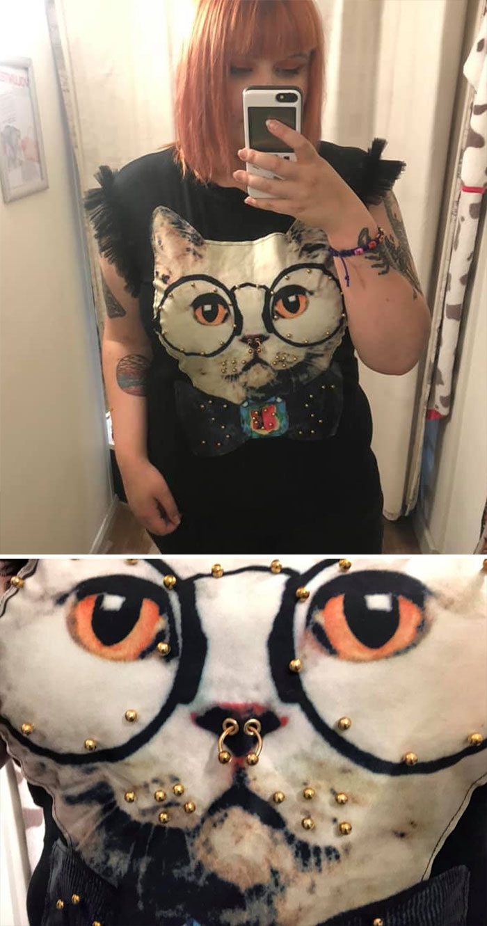 Found This Funky Cat Shirt And You Bet I Bought It! £4 And The Septum Actually Moves!