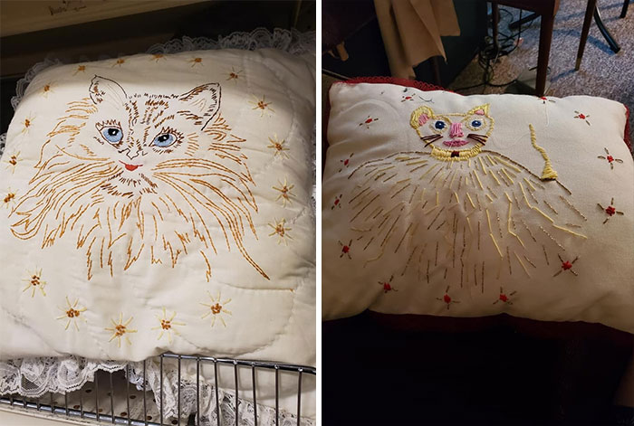 So I Posted The Lovely Cat Pillow On The Left When I Found It A Few Months Ago At A Goodwill In Indiana