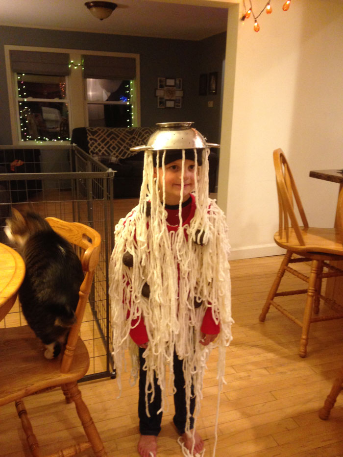 My Mom Made This Because He “Wanted To Be Spaghetti And Meatballs” For Halloween