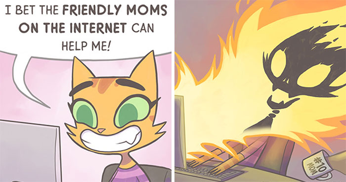 My Experience As A Mom Of Two Boys In 30 Comics With A Feline Twist (New Pics)