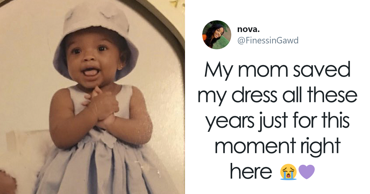 Woman Dresses Up Her Baby In Her Own Old Dress That She Saved, Inspires People To Do The Same | Bored Panda