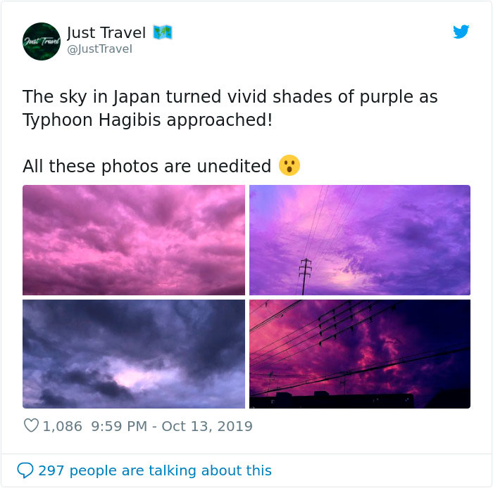 People In Japan Were Admiring The Incredibly Purple Sky, But It's A Sign Of A Typhoon