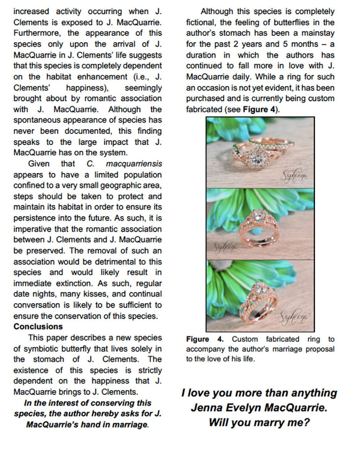 Guy Writes A Paper On A Stomach Butterflies To Propose To His Girlfriend, And It's Probably The Geekiest Proposal Ever