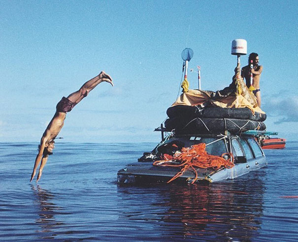 In 1999, This Man And His Friend Spent 119 Days In A Floating Car And Crossed The Atlantic