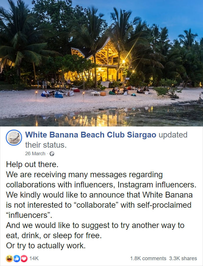 White Banana Beach Club Makes A Wild Suggestion To Influencers 