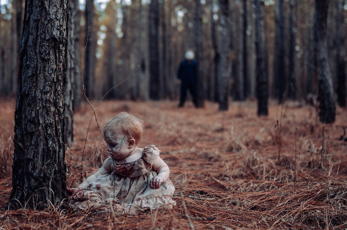 Mom Turns Her Baby Into A Zombie For A Horror Photoshoot And The Kid Absolutely Nails It