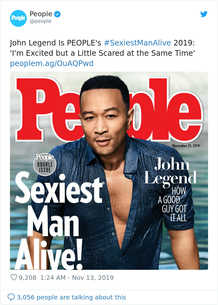 John Legend Is Named 2019's Sexiest Man Alive And His Wife Chrissy Teigen Can't Stop Trolling Him