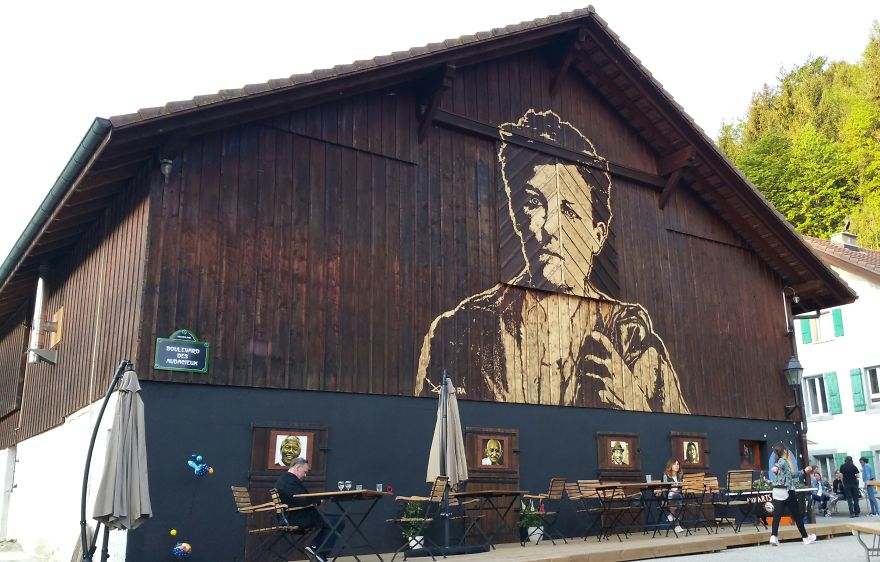 Arthur Rimbaud Engraved In A Wooden Wall