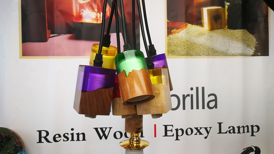 We Made Those Bulb Bases/ Lamp Holders With Natural Solid Wood And Ec0-Friendly Epoxy Resin