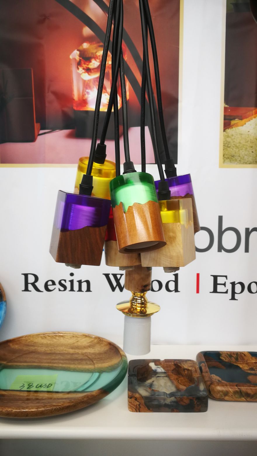 We Made Those Bulb Bases/ Lamp Holders With Natural Solid Wood And Ec0-Friendly Epoxy Resin