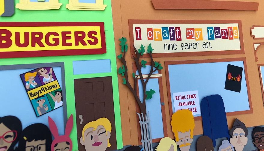 I Made A Huge Paper Art Scene Of The Characters From Bob's Burgers