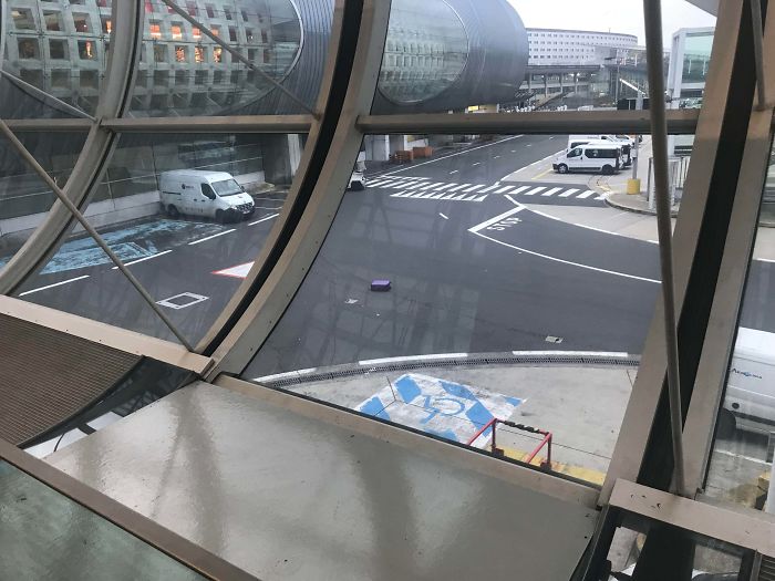 Paris CDG Airport. The luggage is in the middle of the road. Someone Will Have A Bad Day
