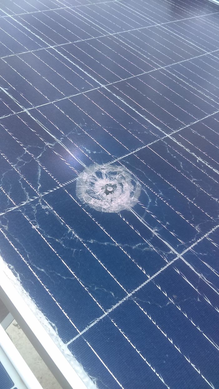 Stray Bullet Landed On A Solar Panel I Just Installed