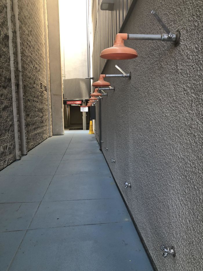 What Are These For In An Outdoor Area Of A Hospital?