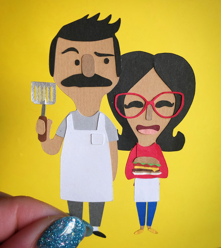 I Made A Huge Paper Art Scene Of The Characters From Bob's Burgers