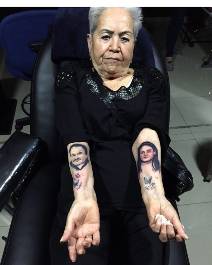 Grandma Got Ink Portraits On The Both Arms