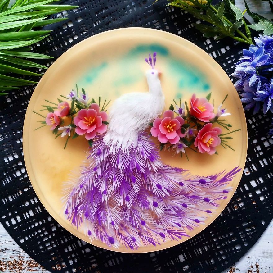 I Handcraft Realistic Floral 3D Jelly Koi Ponds, Birds And Characters.