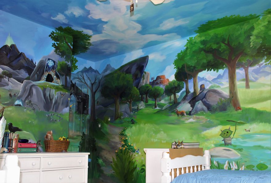 10 Pics Of My Sisters’ Bedroom After I Restyled Its Walls To Look Like Scenery From The Legend Of Zelda