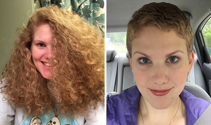 Before And After Cutting Off My "Floof." This Was A Few Years Ago. It Got Donated, And I Never Went Back