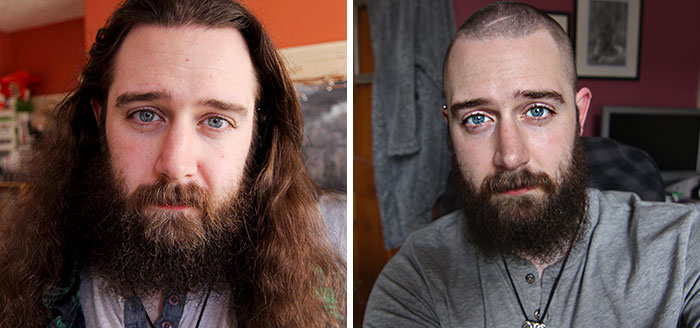 Donated My Hair And Some Of You Gave Money, So Here Is A Before And After. My Head's Cold, But Thank You Guys So Much