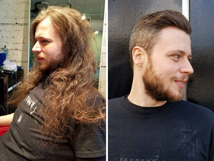 He’s Had Long Hair Since He Was 14 Years Old And Today We Did The Big Chop And Donated It