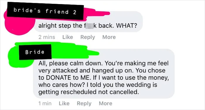 Delusional Bride Cancels Wedding, Thinks It's Okay To Spend The $30K That Guests Donated For It