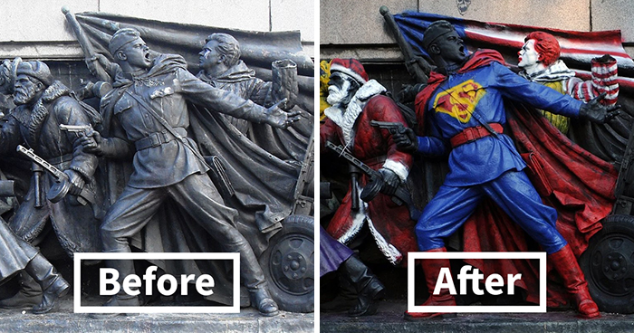 People In Bulgaria Keep Vandalizing This Soviet Monument And Some Of Its Makeovers Are Hilarious