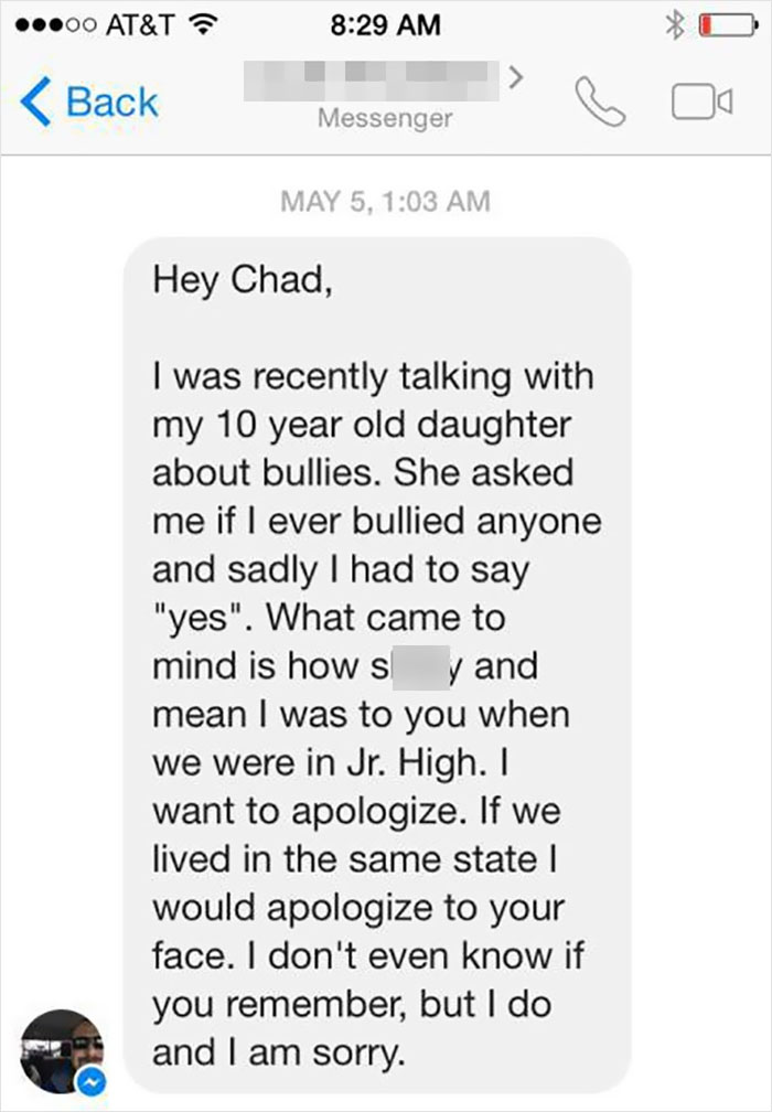 Dad Has To Tell His Daughter He Was A Bully At School, Feels So Bad He Apologizes To His Victim 20 Years Later