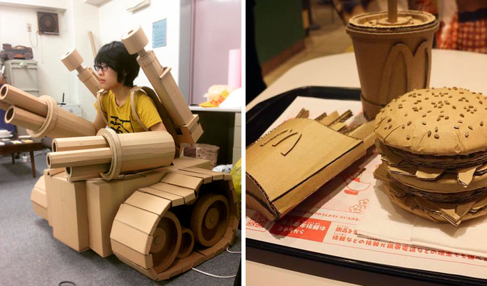 Japanese Woman Converts Amazon Boxes Into Intricate Sculptures (30 New Pics)