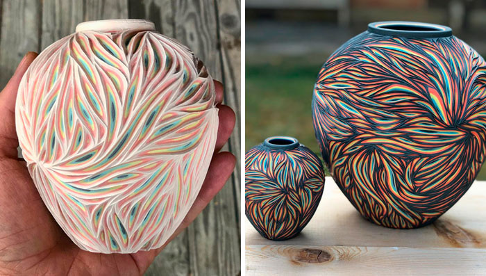 This Artist Carves Pottery And Reveals Unexpected Layers Of Colors Underneath