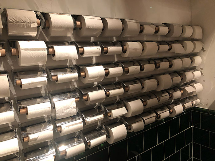 This Bathroom In A Restaurant I Was At In Stockholm Has The Whole Wall Covered With Toilet Paper