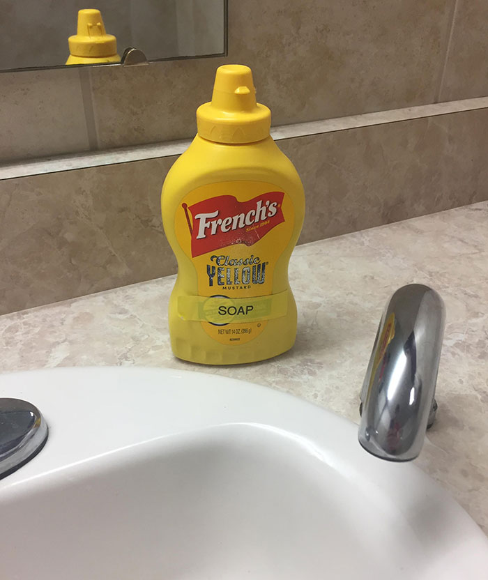 The Soap In The National Mustard Museum Bathroom Is Held In A Mustard Bottle