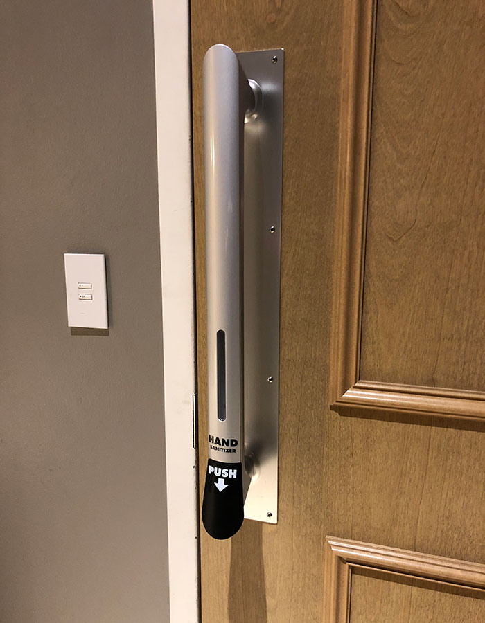 This Bathroom Door Handle Has A Built-In Hand Sanitizer Dispenser