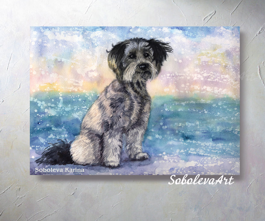 I Paint Custom Pet Portraits Painting From A Photo In Watercolor.