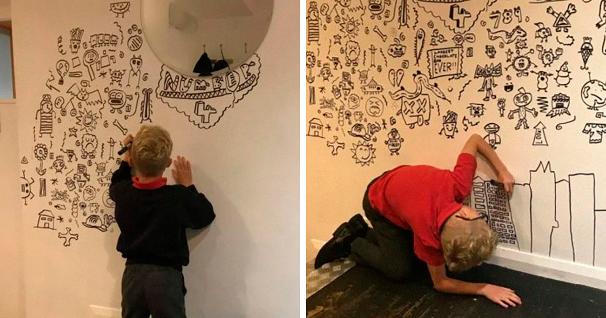 9 Y.O. Kid Gets A Job Decorating A Restaurant With His Doodles ...