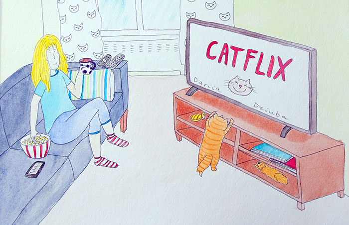 My 82 Illustrations Show The Perks Of Living With A Cat