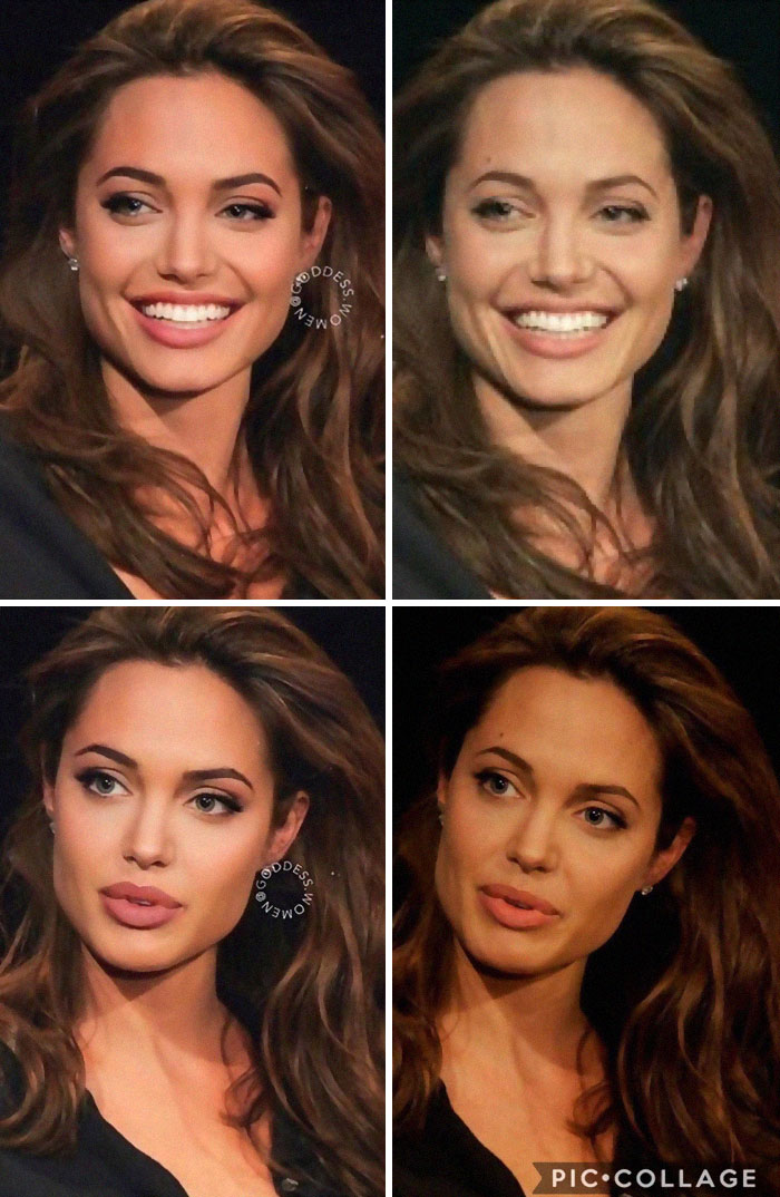 On The Left, Pictures Someone Posted To Twitter Calling Her The Most Beautiful Woman Alive. On The Right, What She Really Looked Like That Day. I Agree She’s Absolutely Gorgeous, So Why Photoshop Her To Make Her Look Like A Doll?