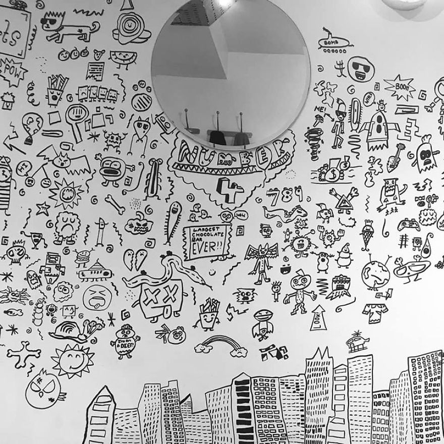 Kid Gets Hired By Local Restaurant To Doodle Their Walls Kid Gets Hired By Local Restaurant To Doodle Their Walls