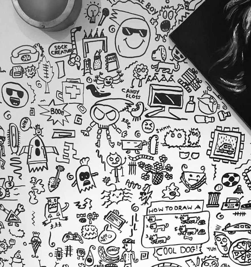 Kid Gets Hired By Local Restaurant To Doodle Their Walls Kid Gets Hired By Local Restaurant To Doodle Their Walls