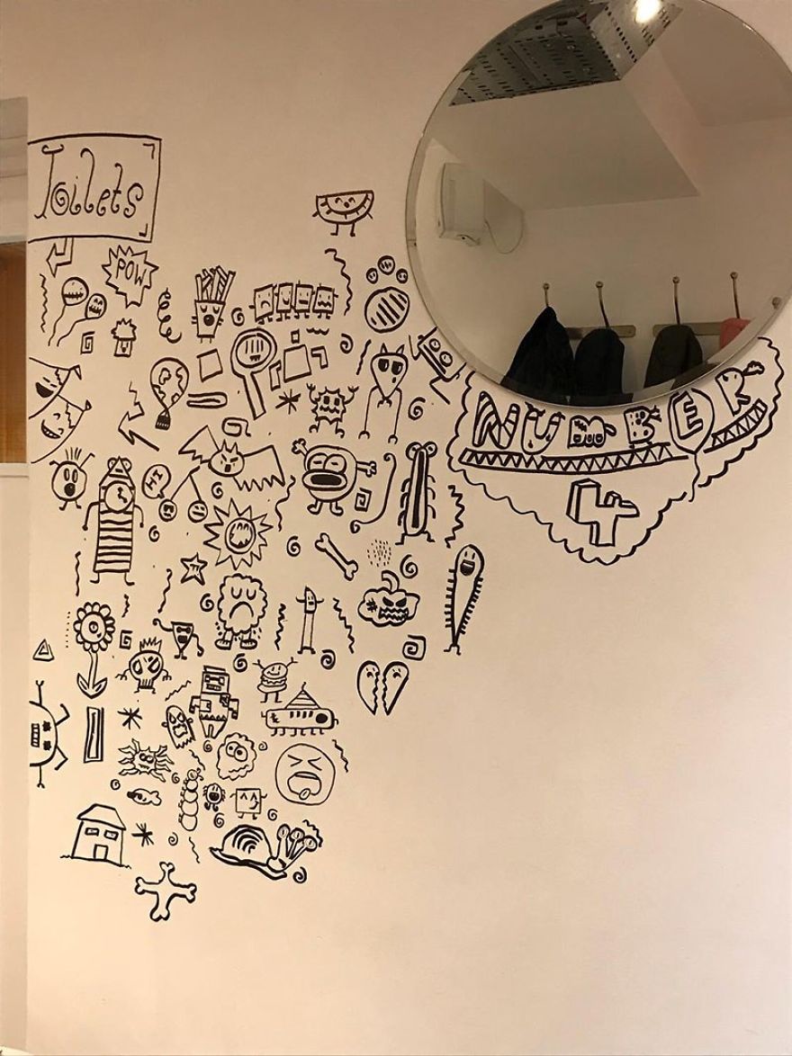 Kid Gets Hired By Local Restaurant To Doodle Their Walls Kid Gets Hired By Local Restaurant To Doodle Their Walls
