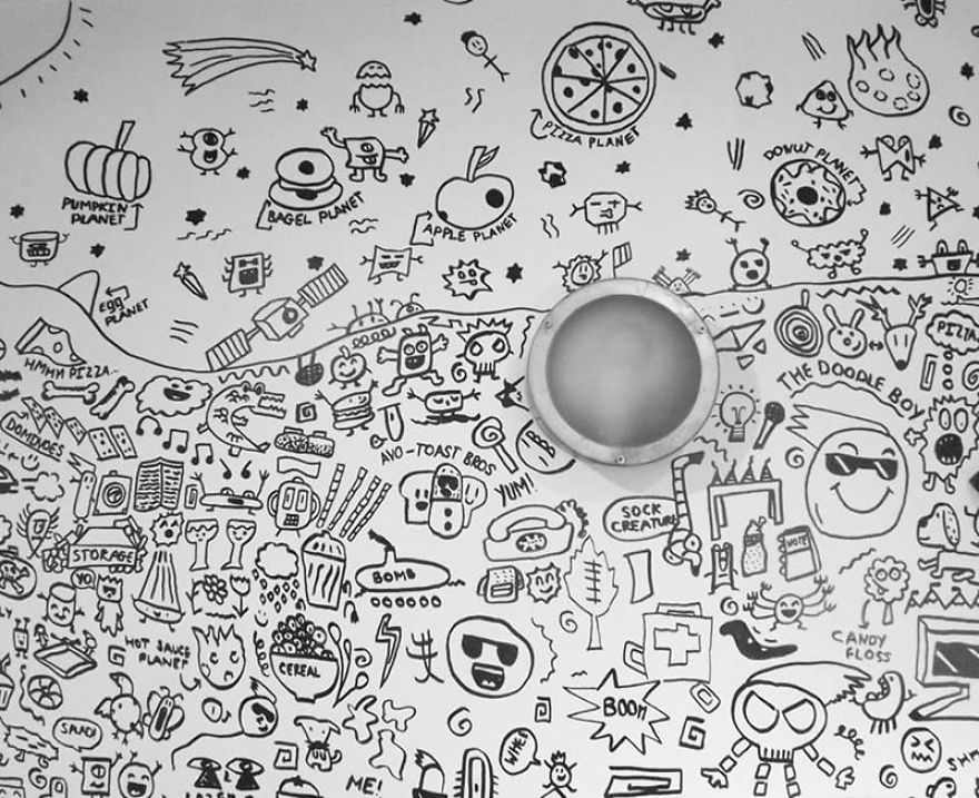 Kid Gets Hired By Local Restaurant To Doodle Their Walls Kid Gets Hired By Local Restaurant To Doodle Their Walls