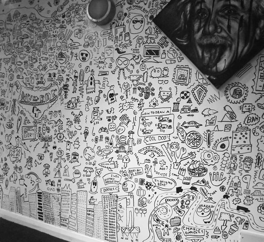 Kid Gets Hired By Local Restaurant To Doodle Their Walls Kid Gets Hired By Local Restaurant To Doodle Their Walls