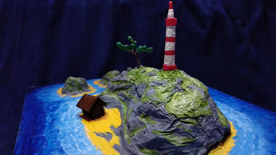 I Spent 50 Hours To Create A Dream Island With Lighthouse Proposed By My 7-Year-Old Son