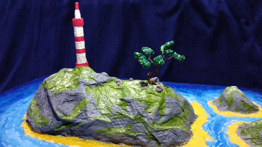 I Spent 50 Hours To Create A Dream Island With Lighthouse Proposed By My 7-Year-Old Son