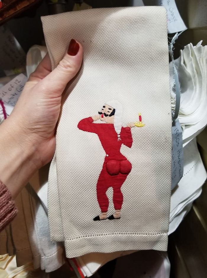 I Found This Hand Towel From The 50's Featuring A Man With An Impressive Ass