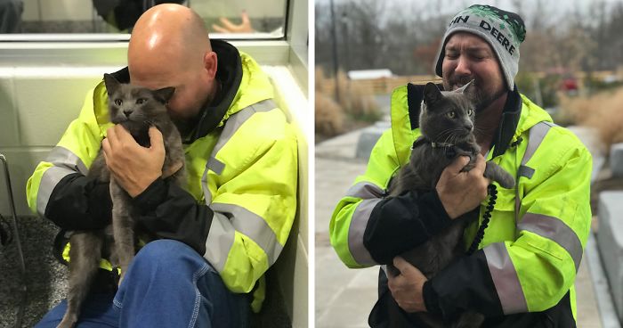Trucker Bursts Into Tears After Reuniting With His Lost Travel Buddy-Cat After Months Of Searching