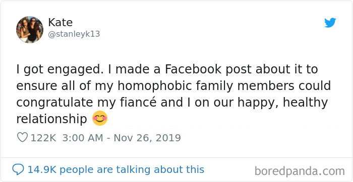 Lesbian Woman Makes Sure Her Entire Homophobic Family Knows About Her Engagement And The Post Goes Viral